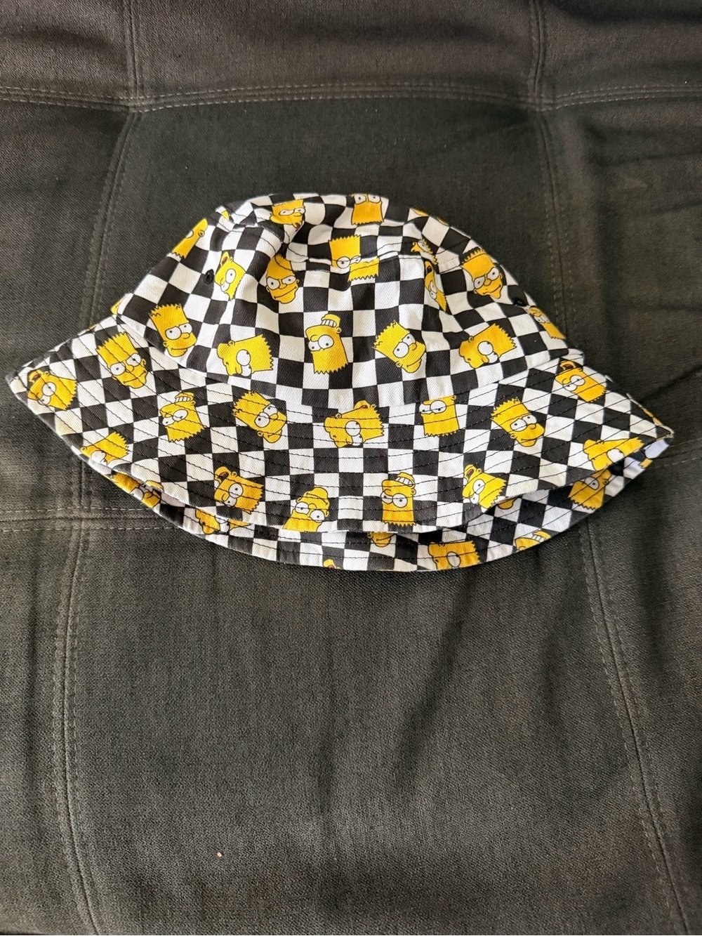 MAD Engine Black & Yellow Checkerboard Bart Simpson Bucket Hat